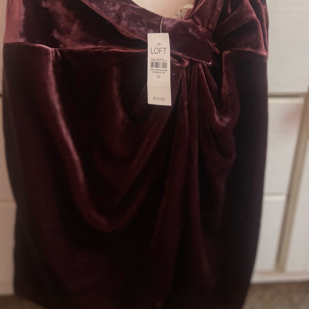 Loft velour faux wrap skirt - burgundy size 10 NWT